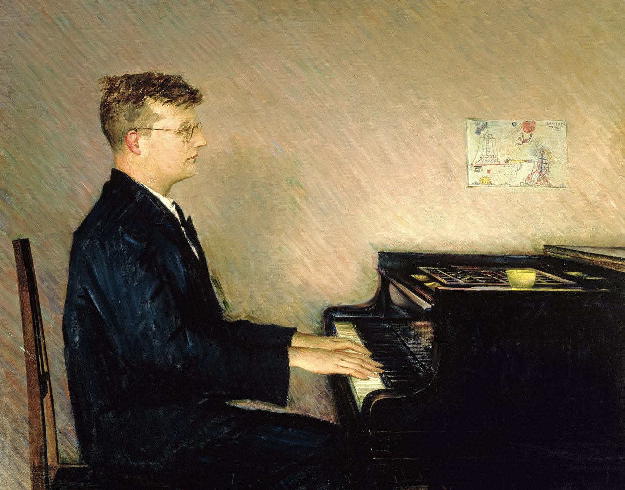 Portrét Dmitrije Šostakoviče (1906-75) 1947 (olej na plátně) od Pyotr Vladimirovich Willyams