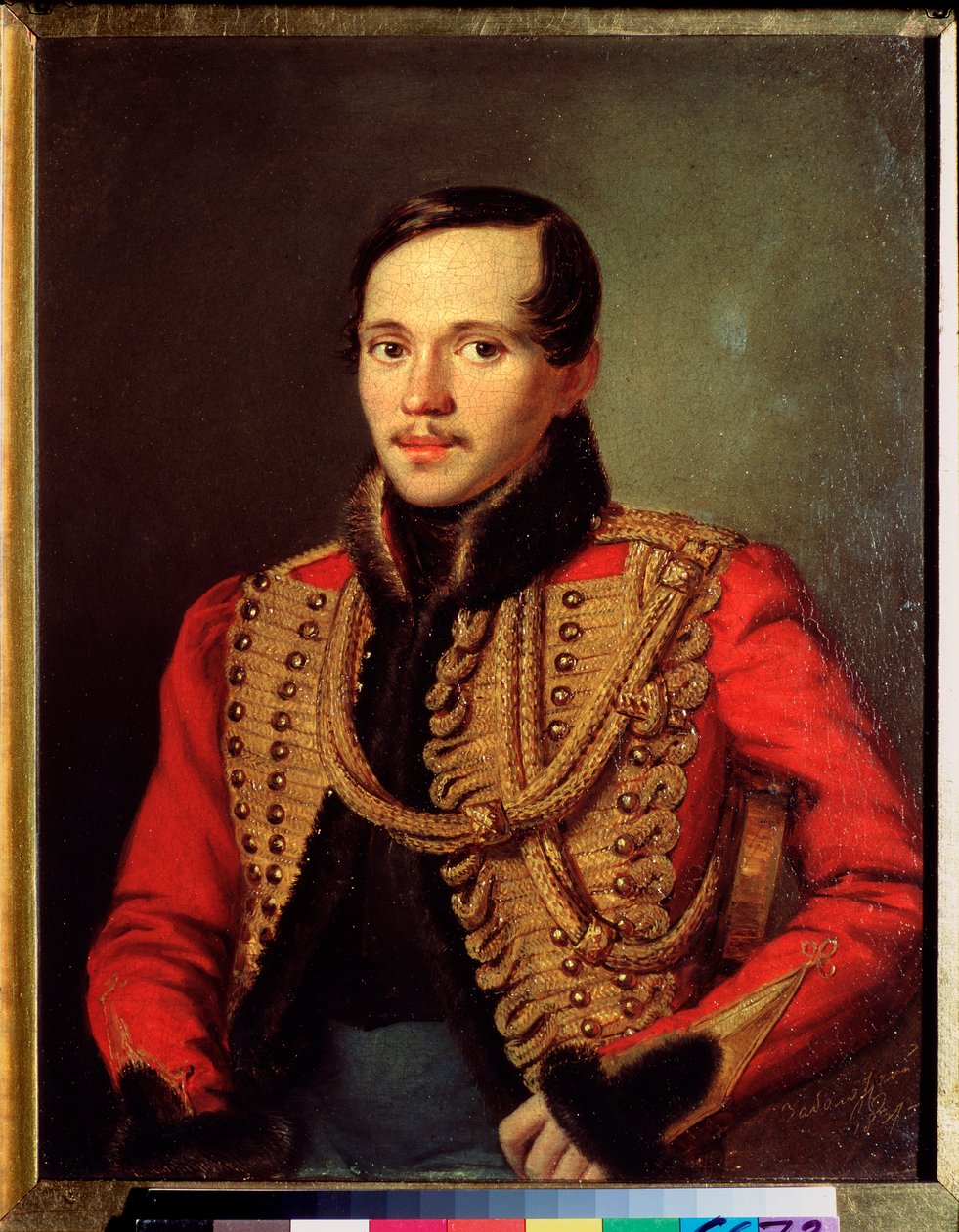 Portrét básníka Michaila Lermontova (1814-1841) (Portrét básníka M. Lermontova) - Oeuvre de Pyotr Yefimovich Zabolotsky (Zabolotski) (1803-1866), huile sur carton od Pyotr Yefimovich Zabolotsky
