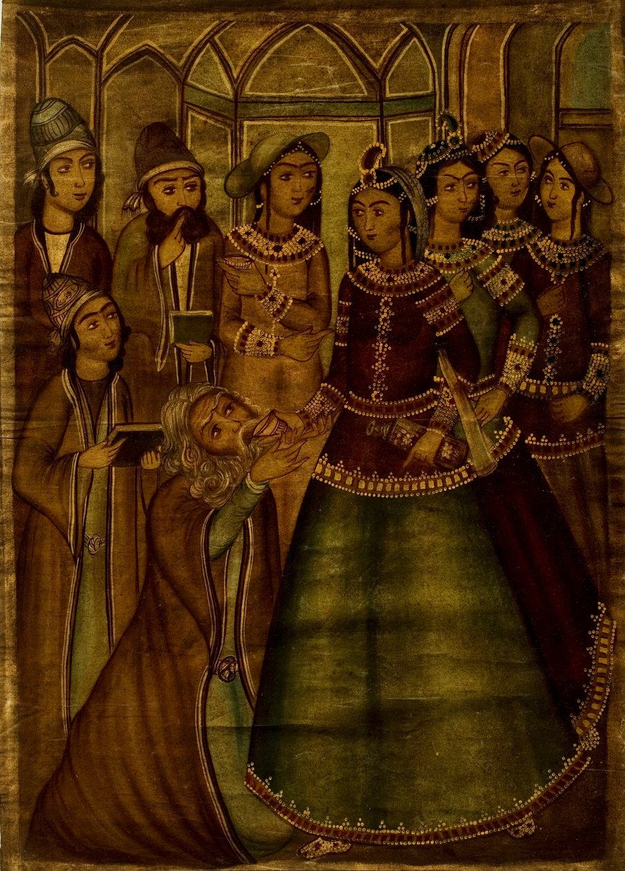 Shaykh Sanan a Christian Maiden od Qajar School