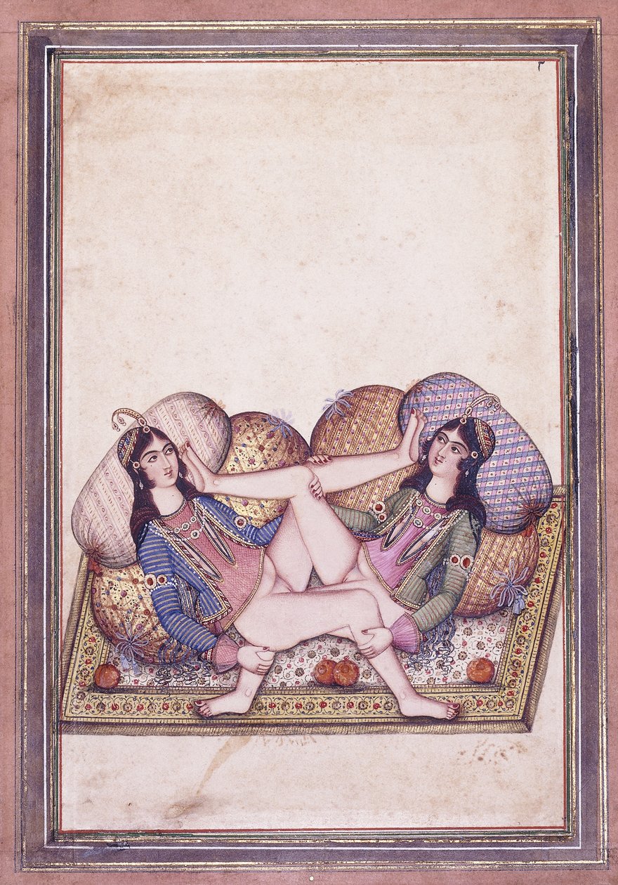 Erotická scéna, polovina 19. století od Qajar School