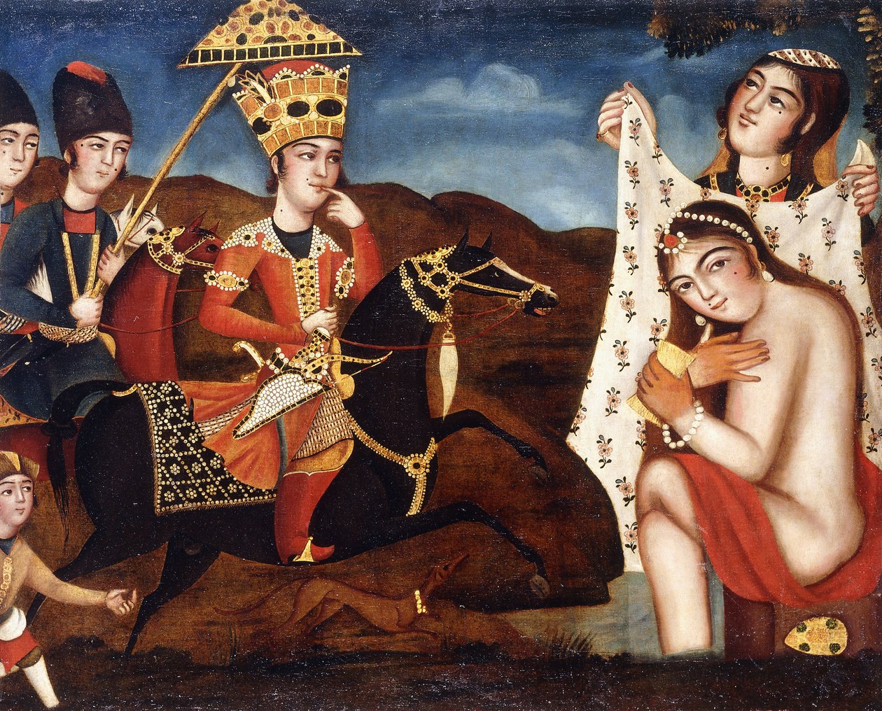 Khusraw Objevování Shirin koupání, c. 1840 od Qajar School