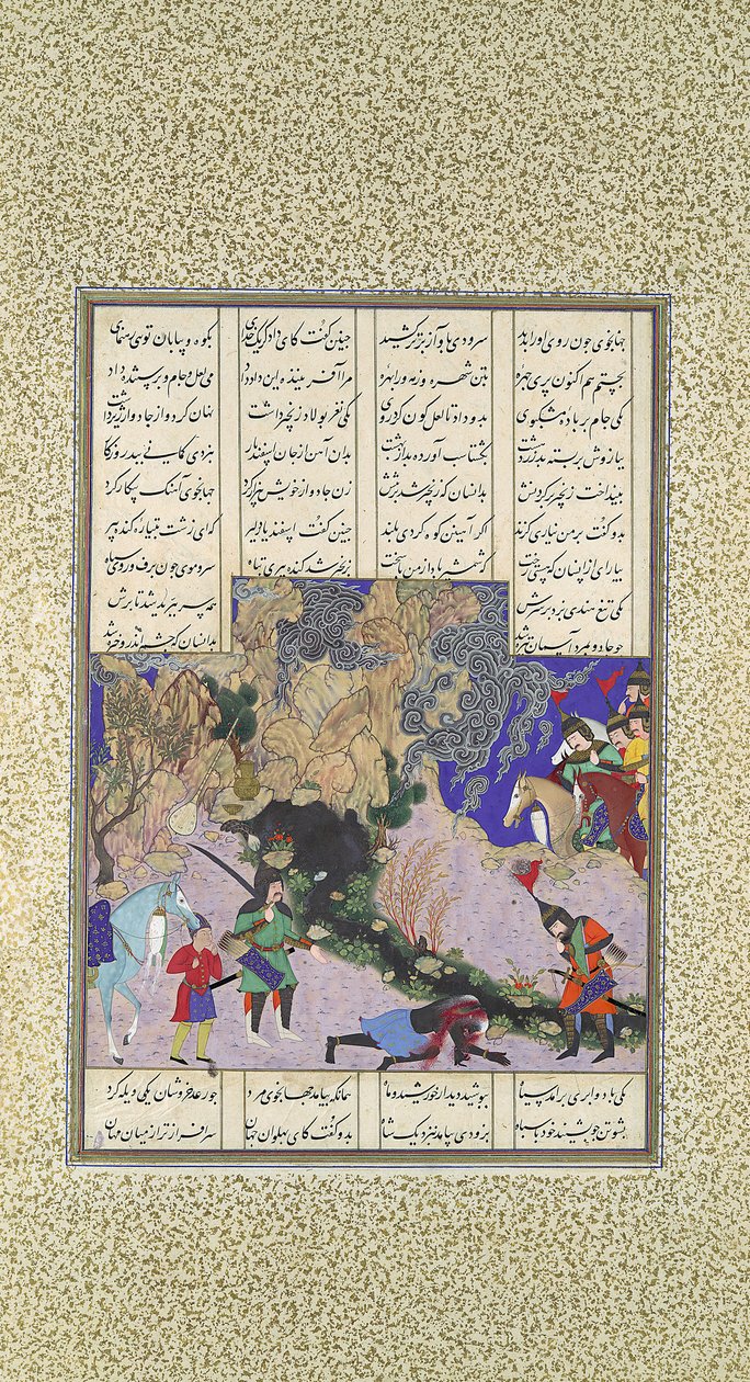 Isfandiyarův čtvrtý kurz: Zabíjí čarodějku, Folio 435v z Shahnamy..., ca. 1525-30. od Qasim ibn 