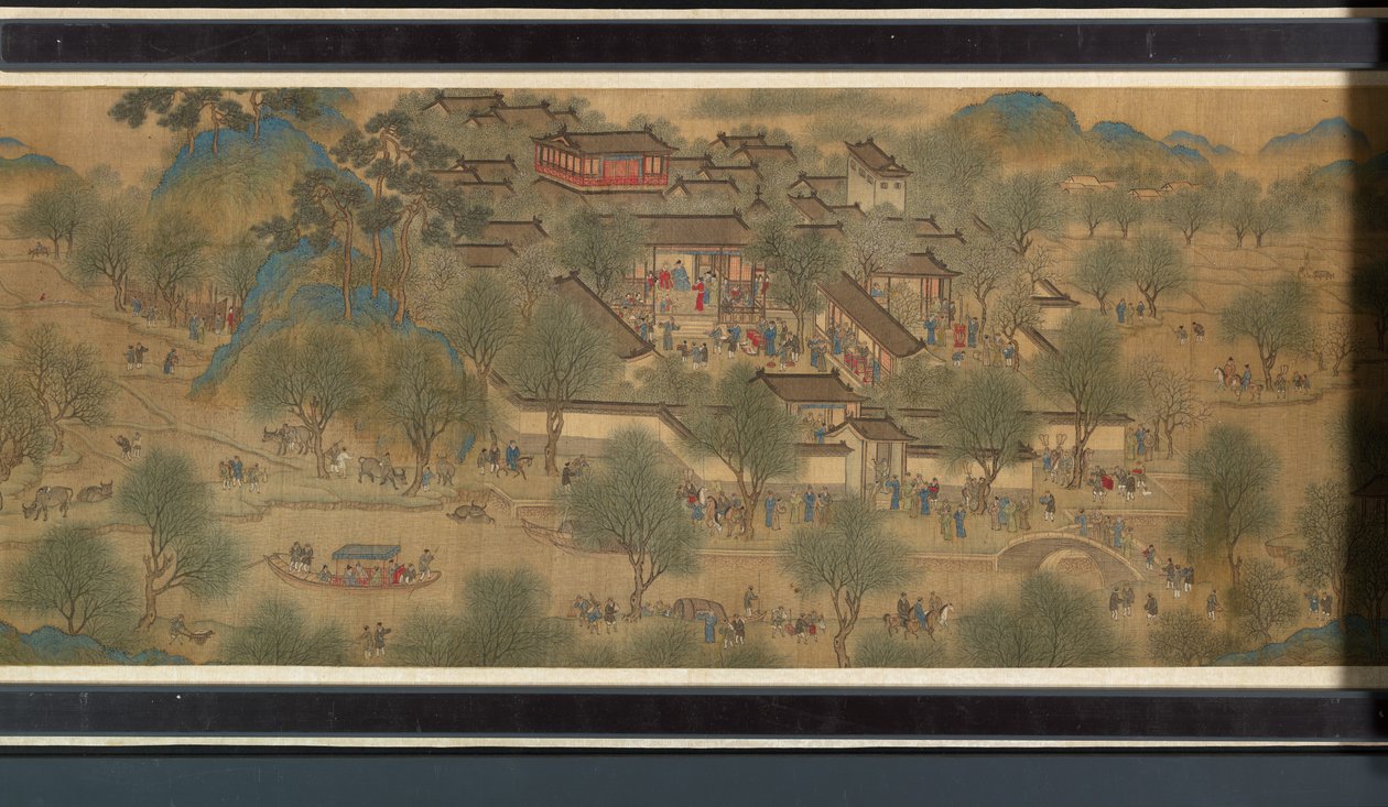 Jarní festival na řece (detail), handscroll od Qing Dynasty Chinese School
