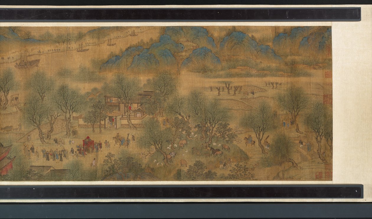 Jarní festival na řece (detail), handscroll od Qing Dynasty Chinese School