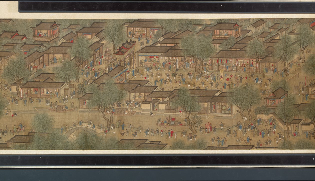 Jarní festival na řece (detail), handscroll od Qing Dynasty Chinese School