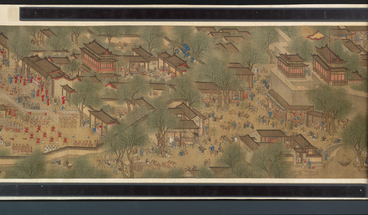 Jarní festival na řece od Qing Dynasty Chinese School