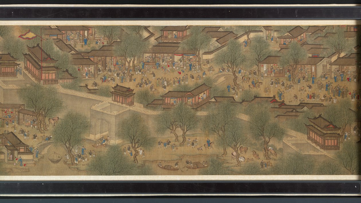 Jarní festival na řece od Qing Dynasty Chinese School