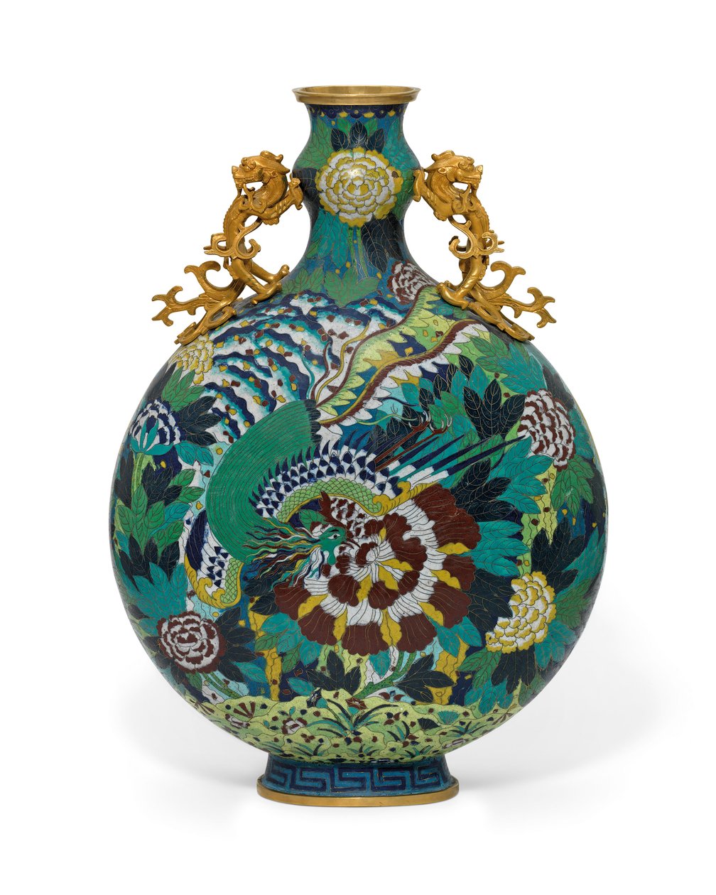 Velká smaltovaná měsíční láhev Cloisonné (smaltovaná) od Qing Dynasty Chinese School