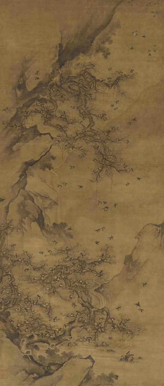 Hřadování ptáků u útesu, konec 17.–18. století od Qing Dynasty Chinese School