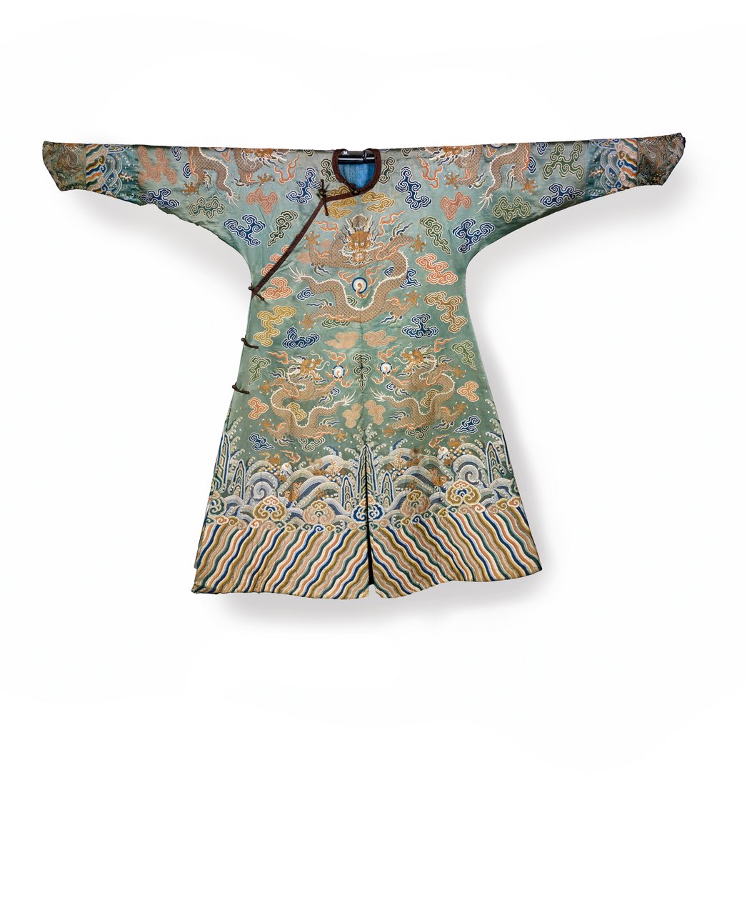 Celadonské hedvábné dvorní šaty pro císařskou princeznu, Jifu, Čína od Qing Dynasty Chinese School