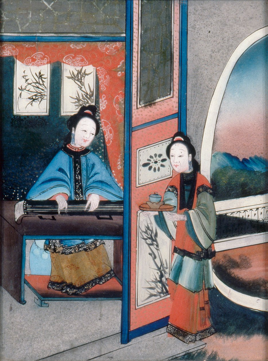 Čínský interiér, kolem roku 1800 (olej na plátně) od Qing Dynasty Chinese School