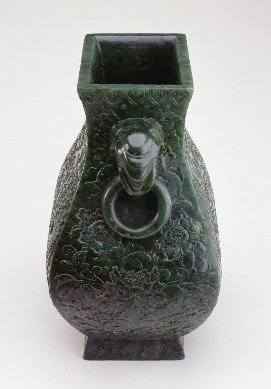 Imperial Vase of Bronze Fang Hu Form, Qianlong Period (1736-96) (nefrit) od Qing Dynasty Chinese School