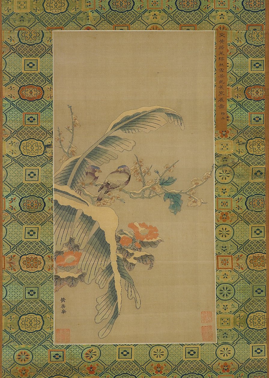 Kesi gobelín ptáků a zasněžených stromů od Qing Dynasty Chinese School