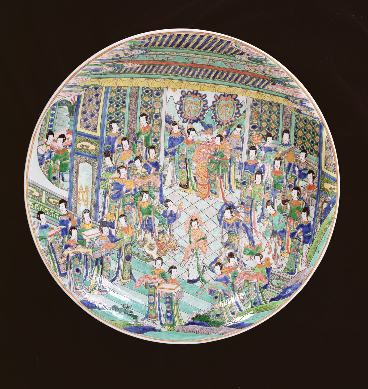 Velká nabíječka Famille Verte, období Kangxi (1662-1722) (porcelán) (viz také 272194) od Qing Dynasty Chinese School
