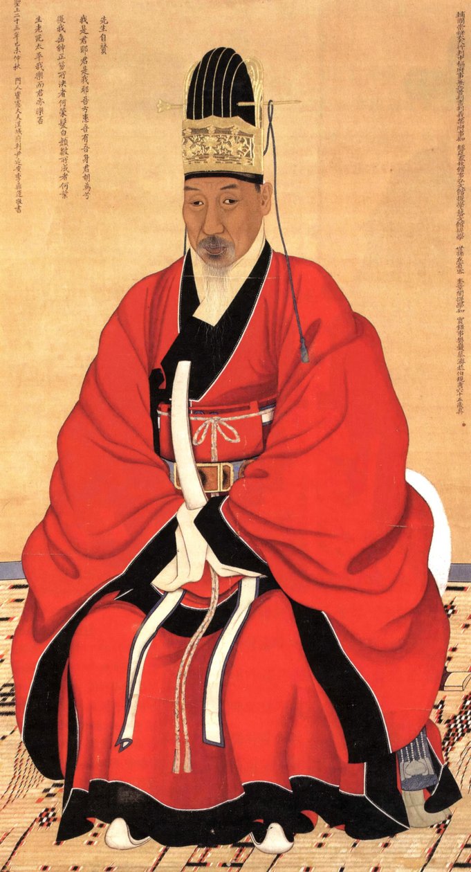 Portrét Čche Jegonga (1720-1799), učence, básníka a vrchního státního rady za vlády krále Čongdžeho (1776-1800) od Qing Dynasty Chinese School