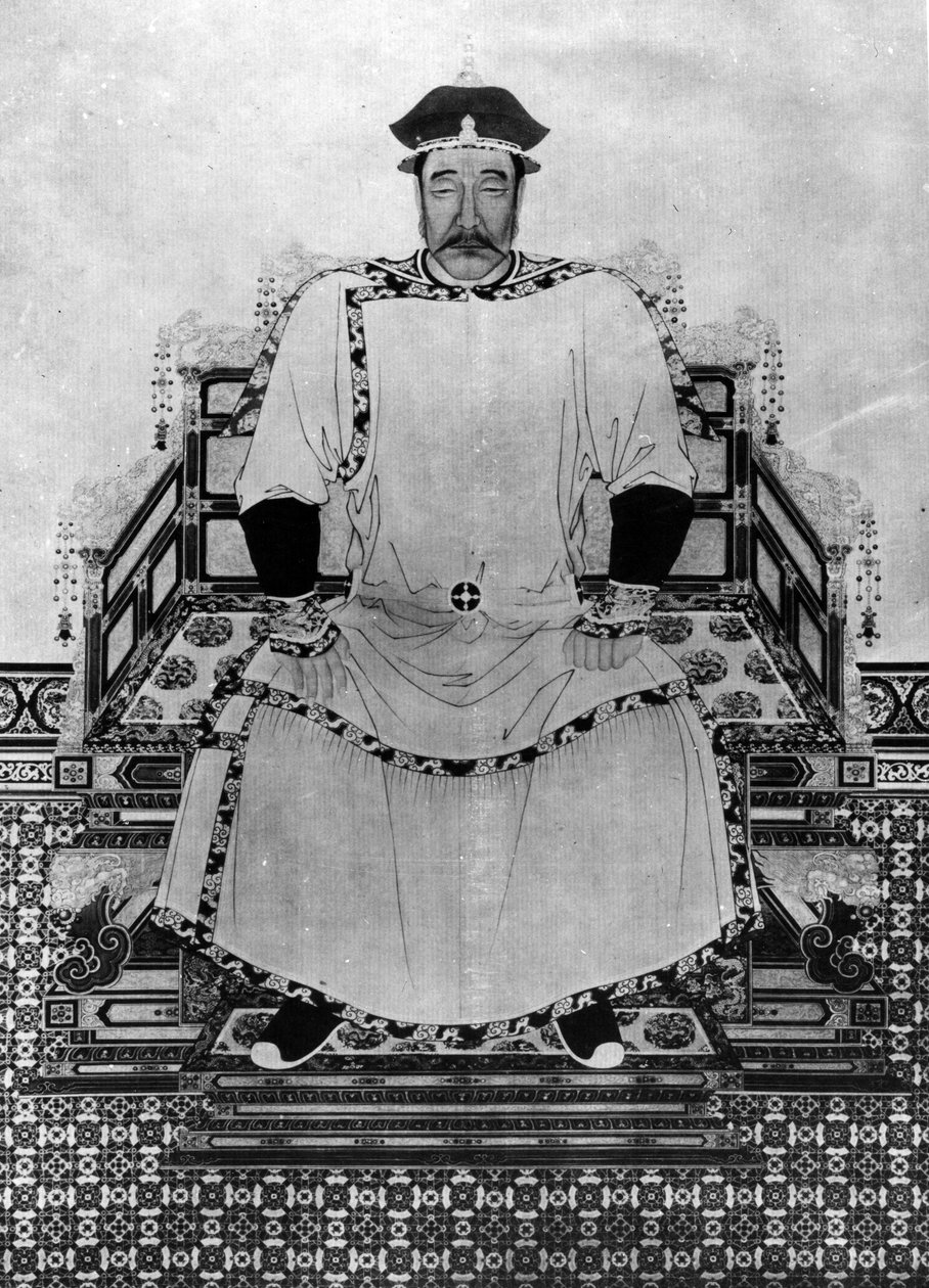 Portrét Hong Taiji (inkoust na papíře) od Qing Dynasty Chinese School