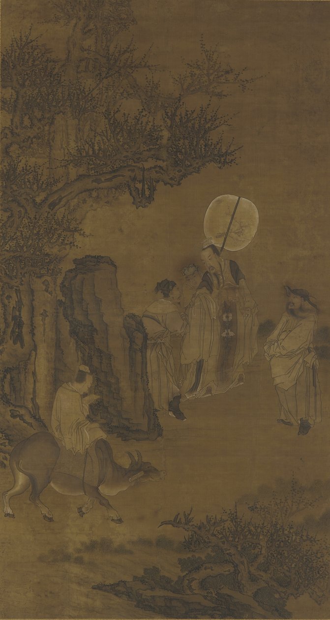 Premiér Yang Su a pilná mládež, 17.–18. století (inkoust a barva na hedvábném panelu) od Qing Dynasty Chinese School