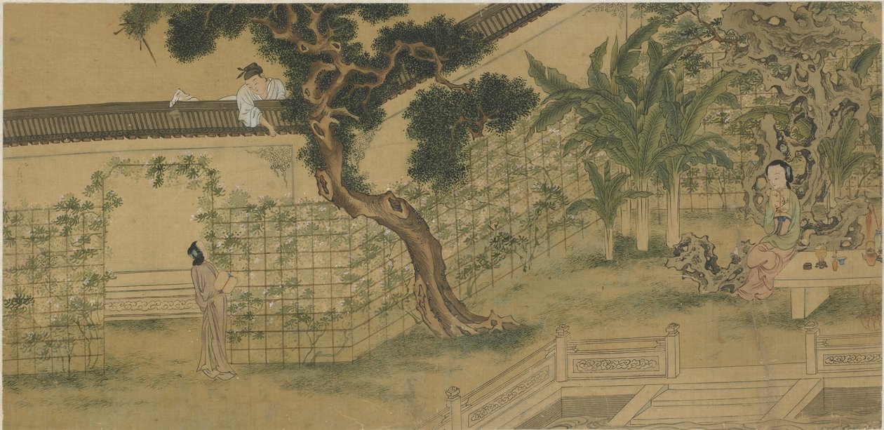 Scény z knihy Příběh západního křídla, 18.-19. století od Qing Dynasty Chinese School