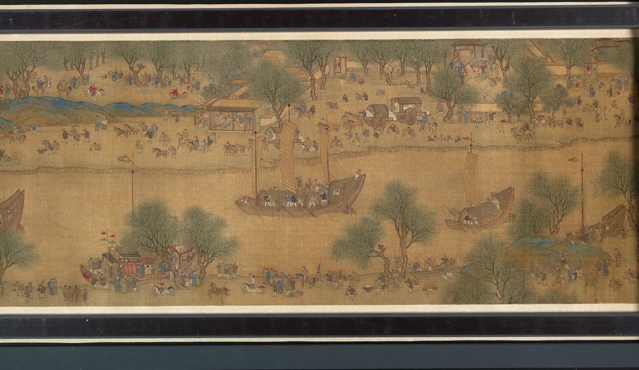 Jarní festival na řece (detail), handscroll od Qing Dynasty Chinese School