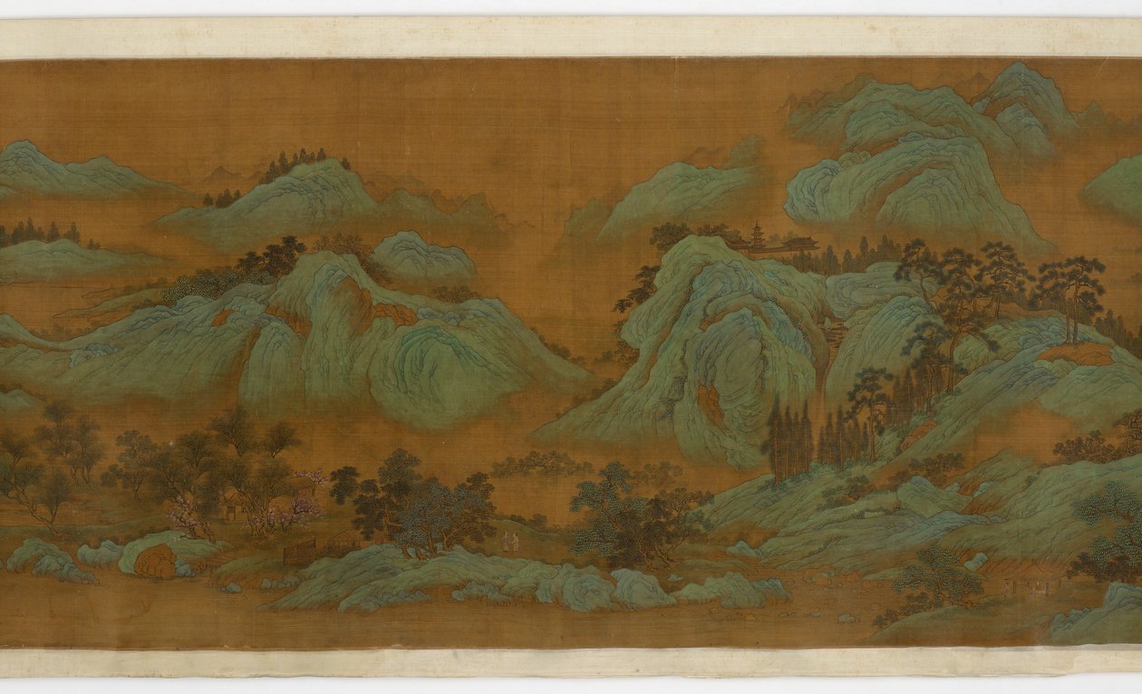 Jarní hory, 1644-1911 (tuš a barva na hedvábí) od Qing Dynasty Chinese School