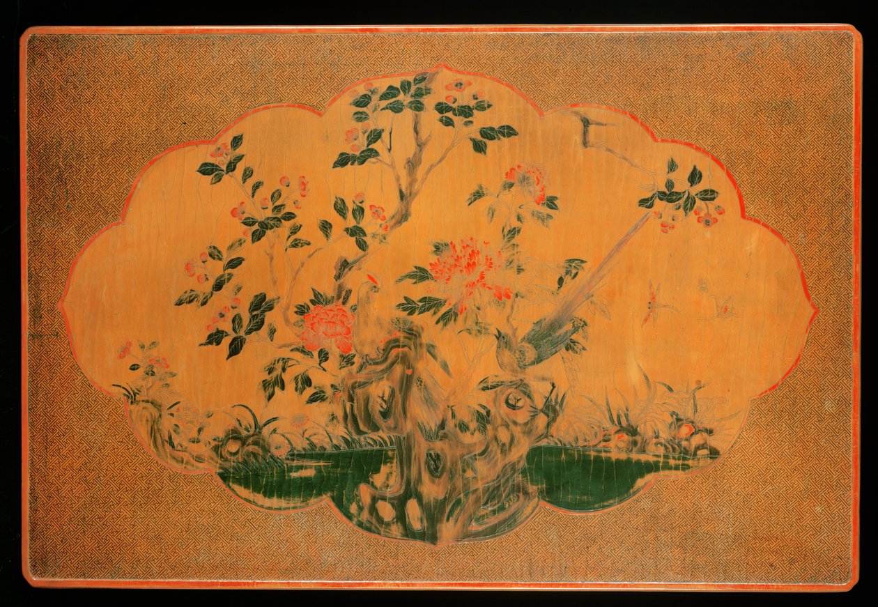 Stolní deska, období Kchang-si (1662-1722) (lakované dřevo a konopná tkanina) (viz také 272133) od Qing Dynasty Chinese School