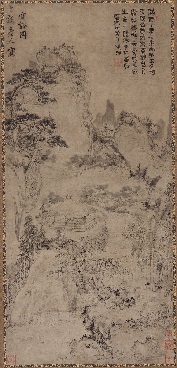 Thunder Creek (inkoust na šedém papíře) od Qing Dynasty Chinese School
