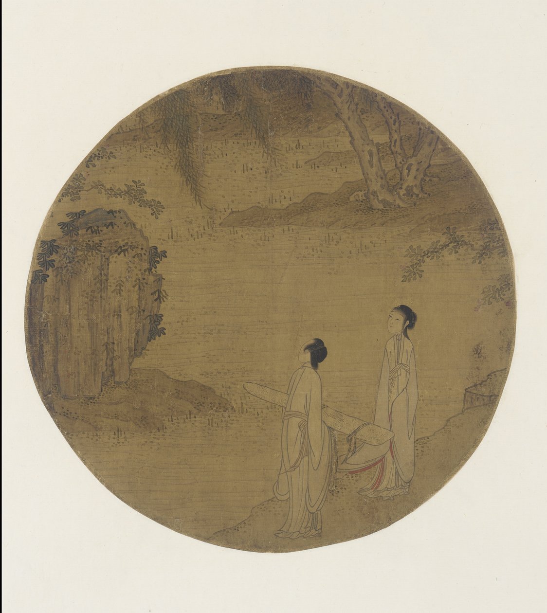 Dvě ženy s qin (citra) od Qing Dynasty Chinese School