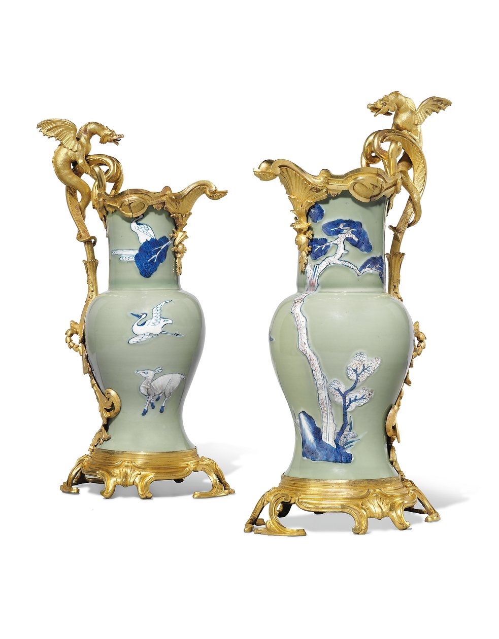 Pár konví Ludvíka XV., porcelán 1662-1722, pasparty cca 1745-49 od Qing Dynasty   Kangxi Period Chinese