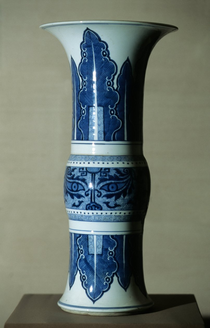 Modrobílá porcelánová váza od Qing Dynasty   Kangxi Period Chinese School