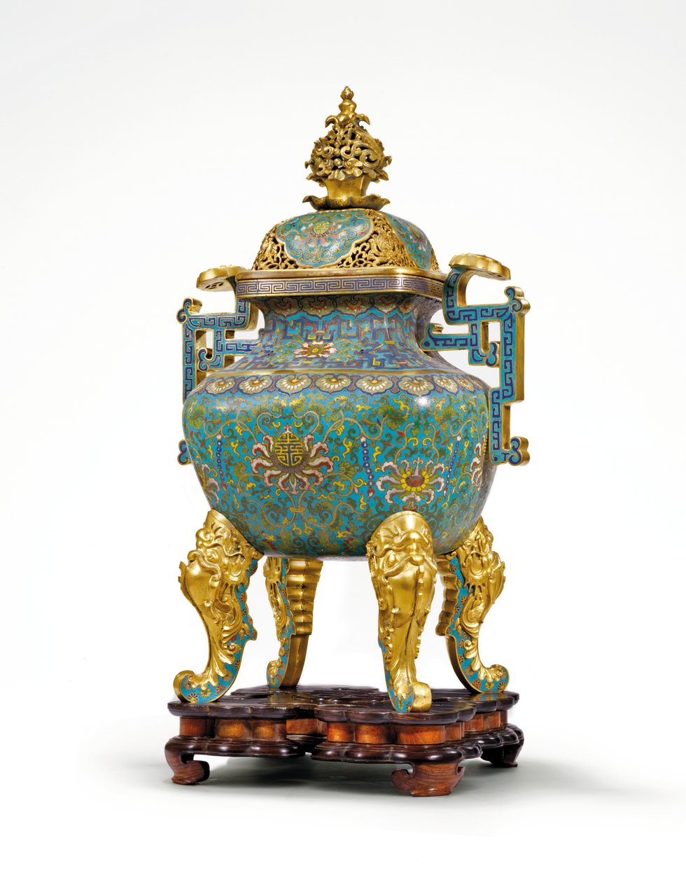 Velká císařská smaltovaná kadidelnice s rukojetí Ruyi od Qing Dynasty   Qianlong Period Chinese School