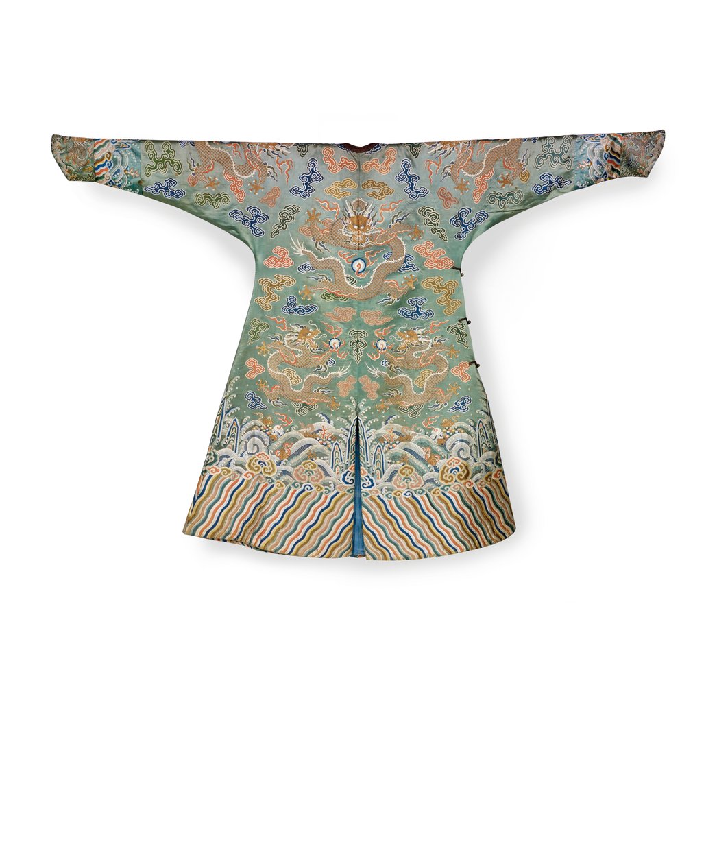 Celadonské hedvábné dvorní šaty pro císařskou princeznu, Jifu, Čína (hedvábí) od Qing Dynasty Chinese School