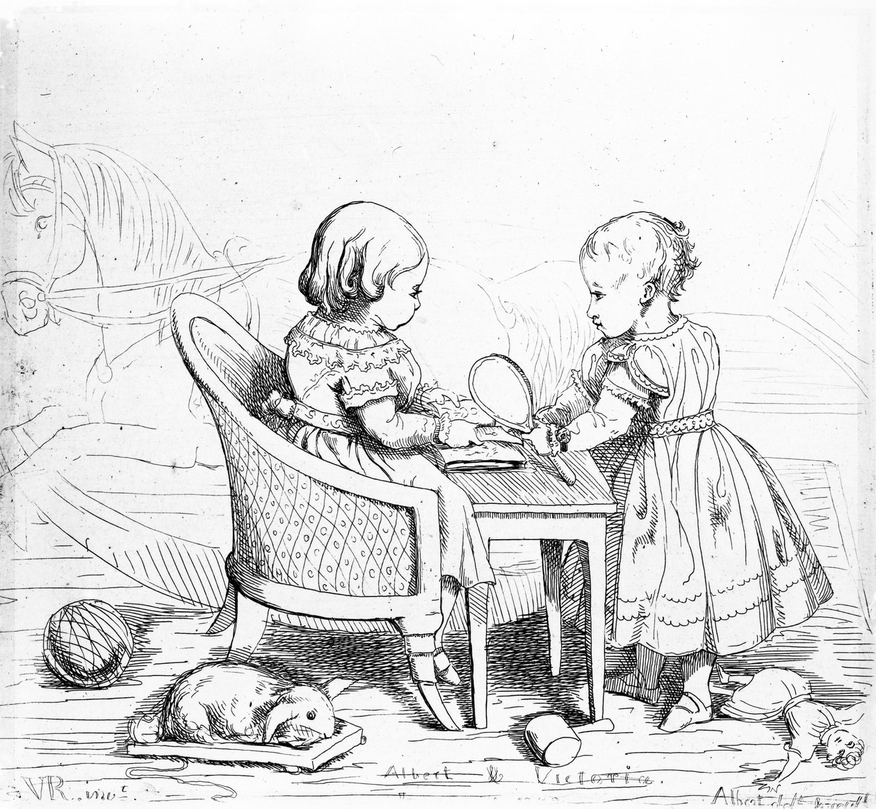 Albert, princ z Walesu a Viktorie, Královská princezna, vyrytý princem Albertem, c.1843 od Queen Victoria