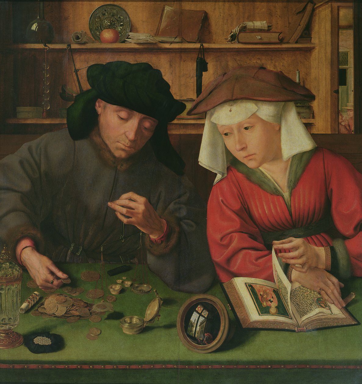 Půjčitel peněz a jeho žena, 1514 od Quentin Massys or Metsys