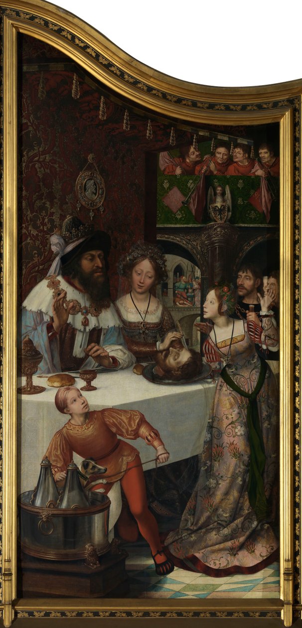 Oltářní obraz Cechu truhlářů, panel vlevo (olej na panelu) od Quentin Massys or Matsys