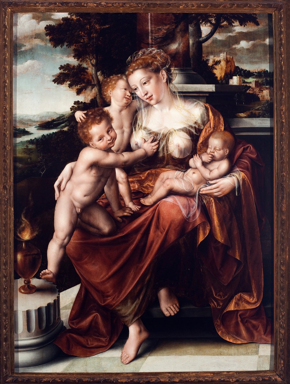 Charitativní alegorie. Obraz Jana Massyse (Matsys nebo Metsys nebo Matsijs) (1509-1575) 1549-1550 Rozměr.126x93 cm Genes, Musei di Strada Nuova (ex Palazzo Bianco) od Quentin Massys or Metsys