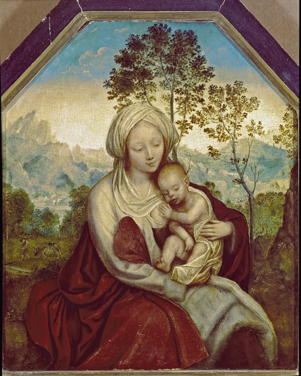 Madonna a dítě (tempera a olej na dřevě od Quentin Massys or Metsys