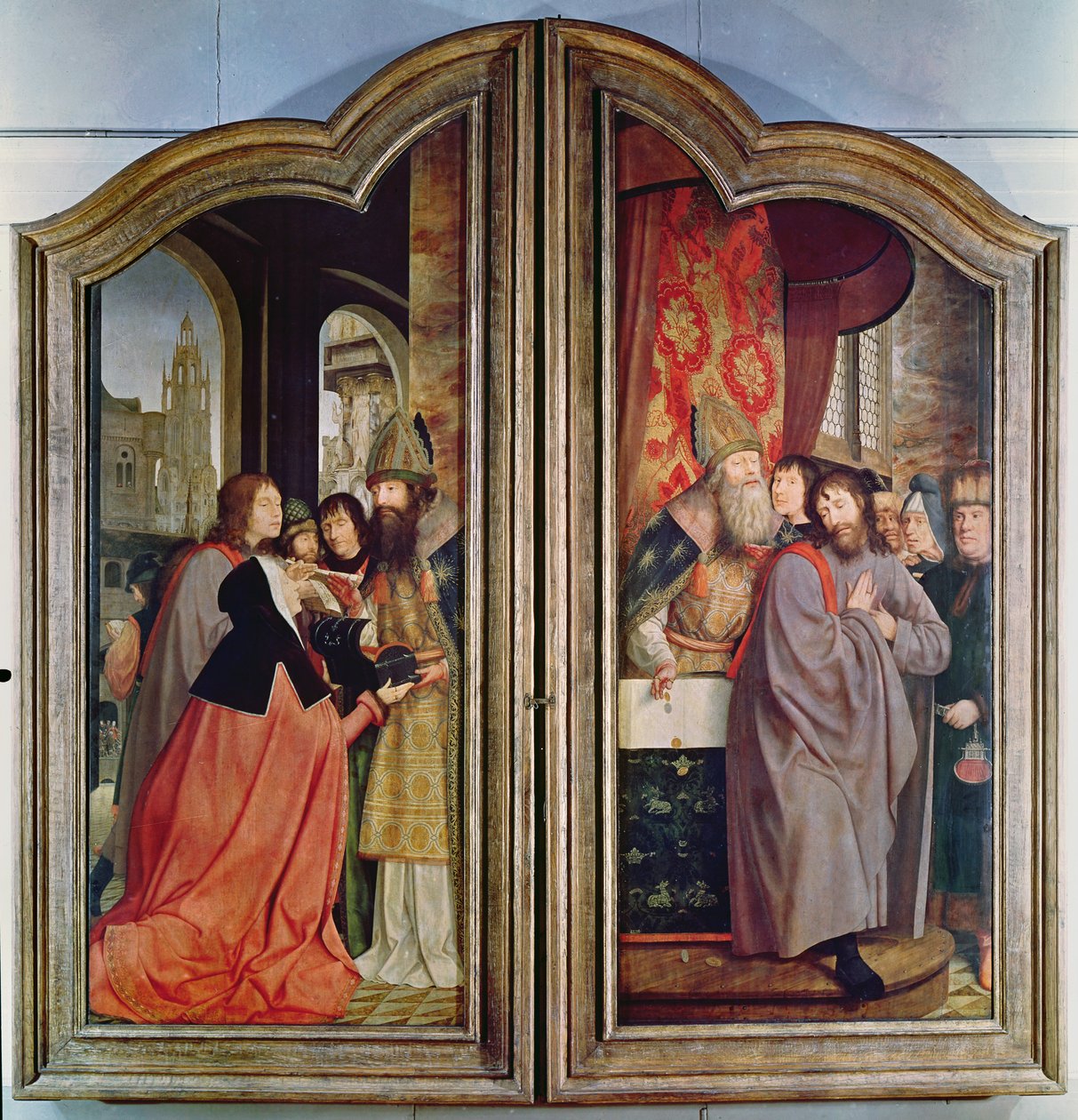 Svaté příbuzenství aneb oltářní obraz sv. Anny, detail rubu středových panelů, 1509 od Quentin Massys or Metsys