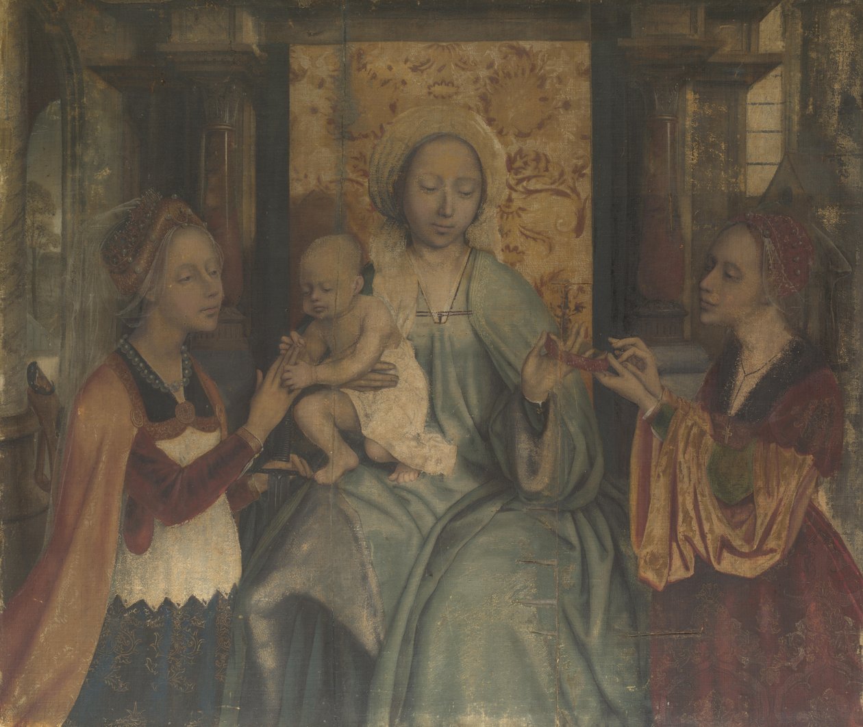 Panna a dítě se svatými Barborou a Kateřinou, c. 1518-1525 od Quentin Massys or Metsys