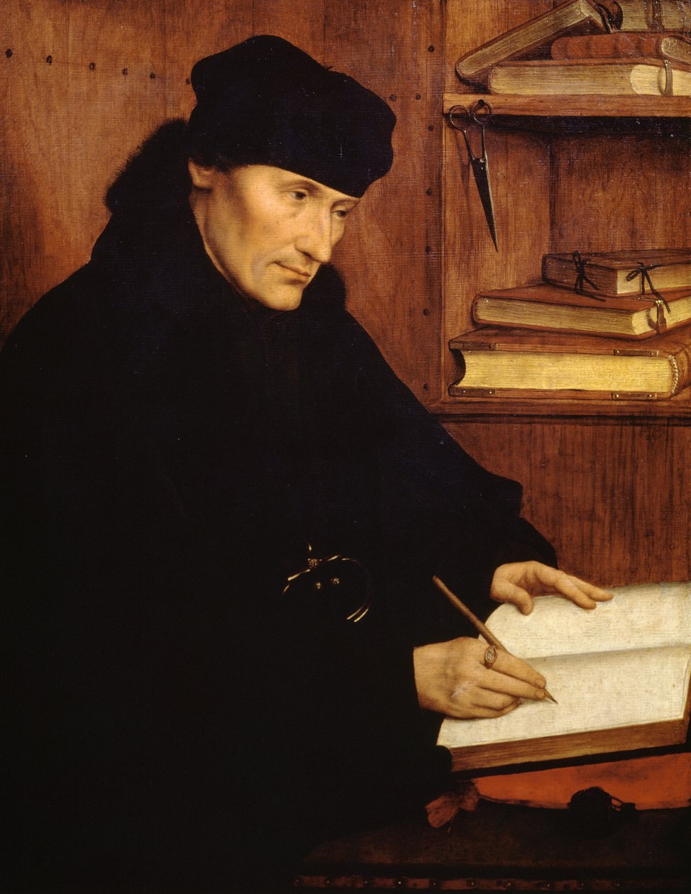 Portrét Erasma Rotterdamského (1466-1469 - 1536), holandského teologa a humanisty od Quentin Metsys
