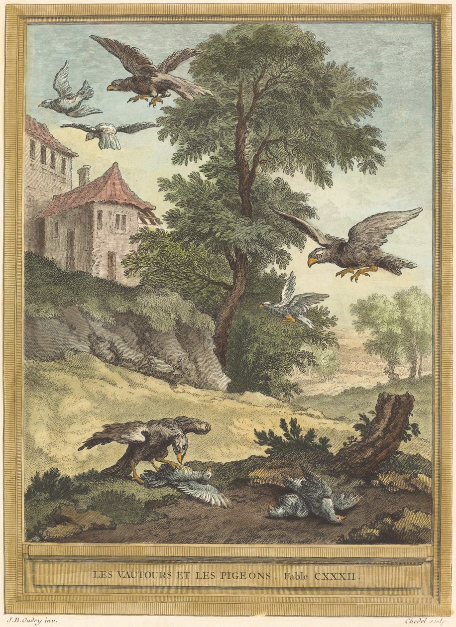 Supi a holubi od Quentin Pierre Chedel after Jean Baptiste Oudry