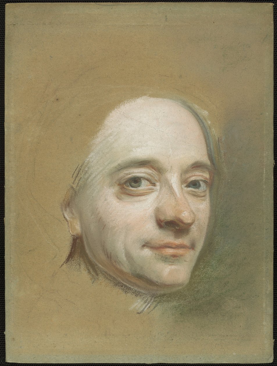Autoportrét, cca 1737 (pastel na zelenkavě žlutohnědém papíru) od Quentin de la Latour