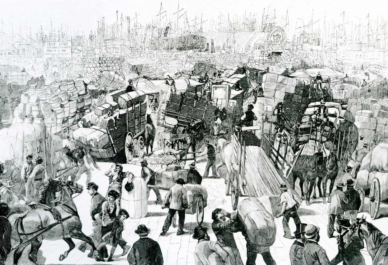 Pohled z West Street obchodní činnosti v New York Harbour, c.1880 od Quevero