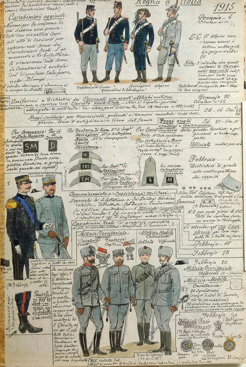 Uniformy italské armády za 1. světové války, Quinto Cenni, barevný štítek od Quinto Cenni