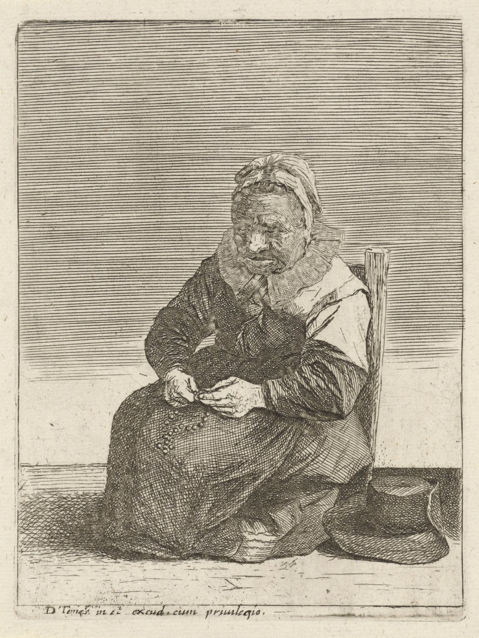 Stará žena s růžencem Plnohodnotní farmáři (název série) od Quirin Boel (attributed to)