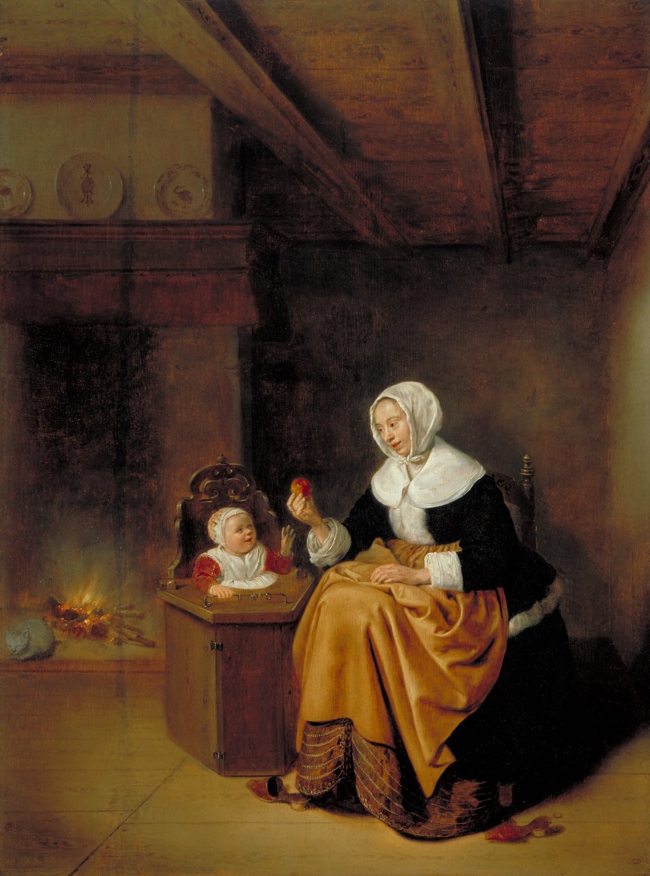Matka a dítě v interiéru, c.1660 od Quiringh Van Brekelenkam