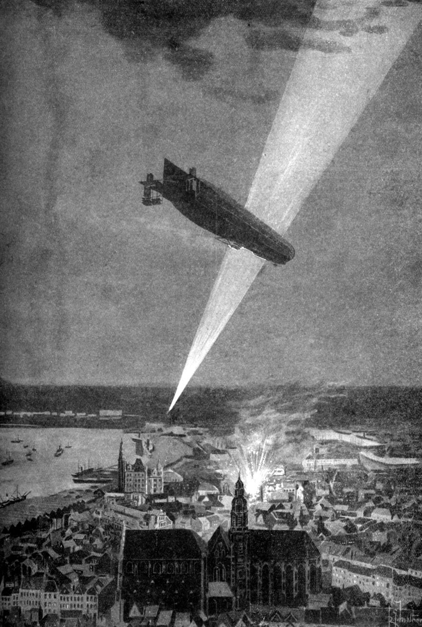 Zeppelinové bombardování Antverp, první světová válka, 24. srpna 1914. od R.G. Mathews