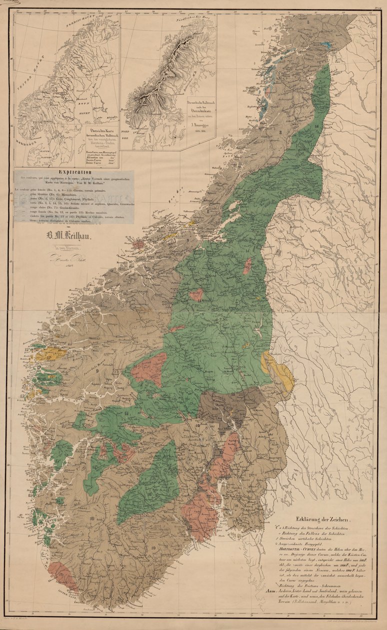 Mapa z mapové sbírky Národní knihovny od R.M. Keilhau