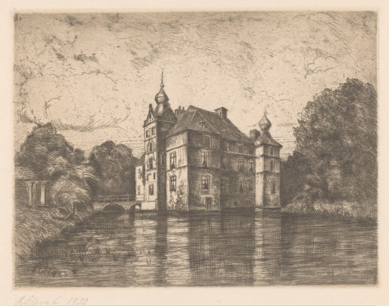 Castle De Cannenburgh (původní název na objektu) od R. Cleve (signed by artist)