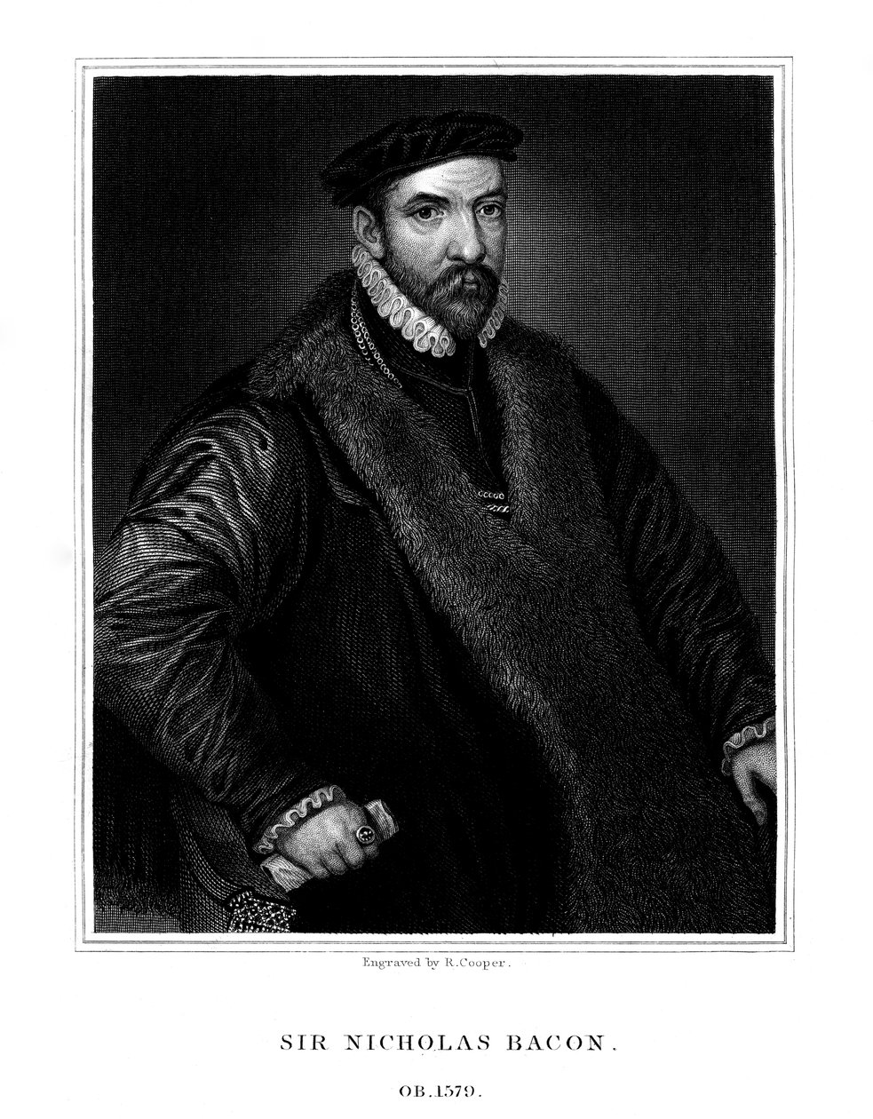 Sir Nicholas Bacon , anglický politik, 1826. od R. Cooper