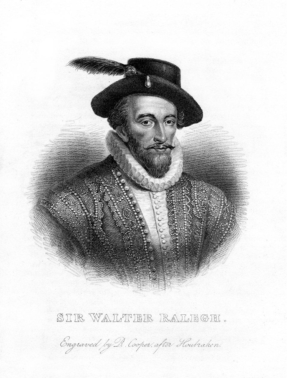 Sir Walter Raleigh, spisovatel, básník, dvořan a cestovatel, 19. století od R. Cooper